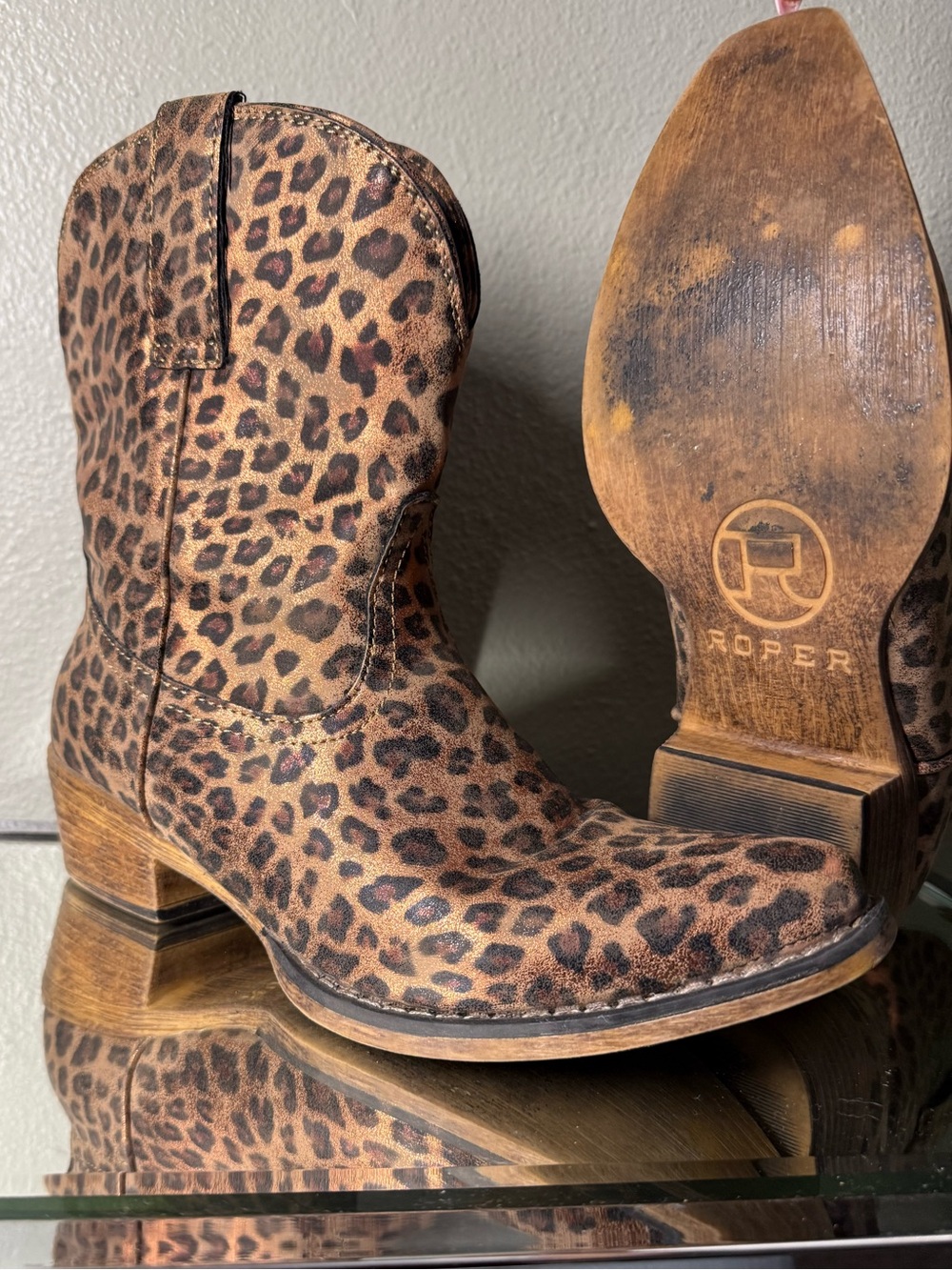 Roper Ingrid Leopard Cheetah Print Western Cowboy Boots Women’s Size 7.5